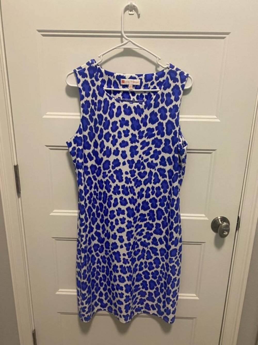 Jude Connally Blue Leopard Shift Dress Like New XL